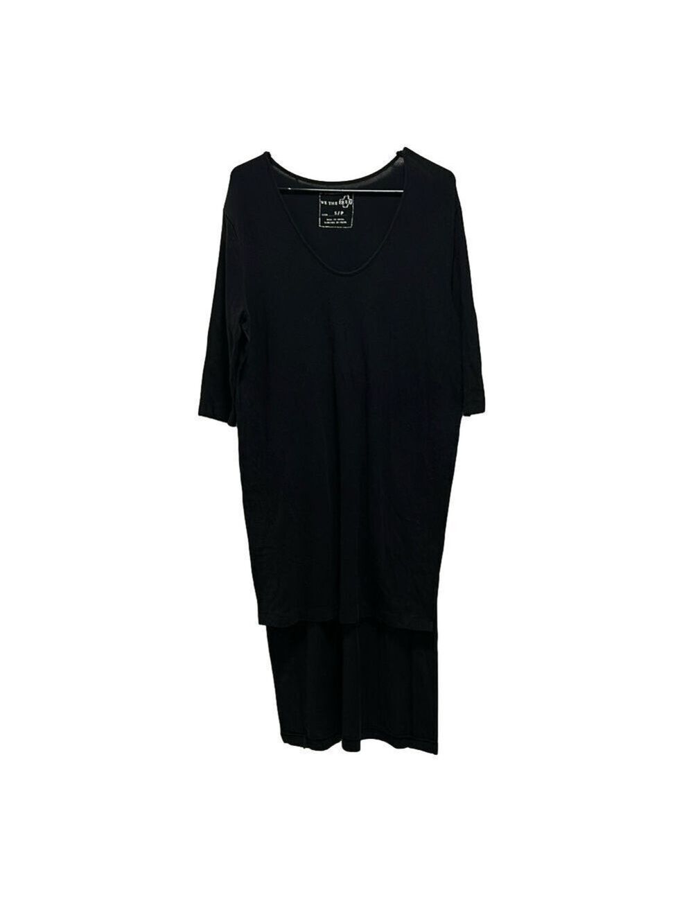 We the Free Black 3/4 Sleeve Scoop Neck High-Low Split-Hem Cover Up Size Small